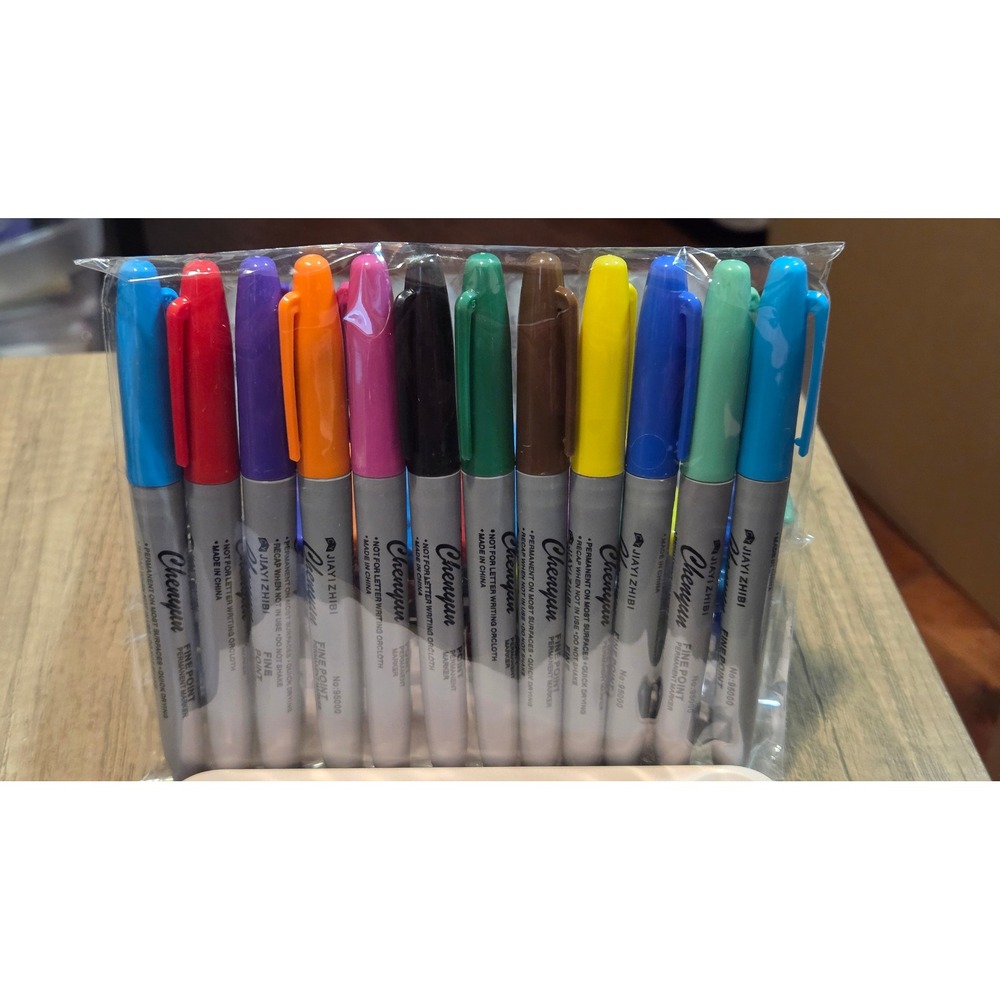 Chenyun 12 Pack Fine Point Permanent Markers Multicolor Quick Drying No 95000 - Picture 1 of 3